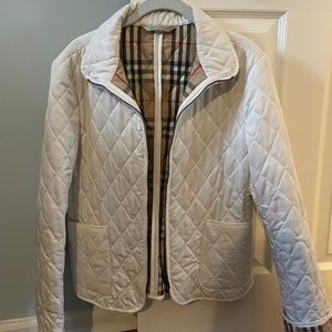 Burberry White quilted coat jacket size S